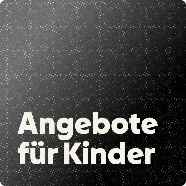 Grafik mit Text ‚Angebote für Kinder‘ für KEEN Kids-Angebote.