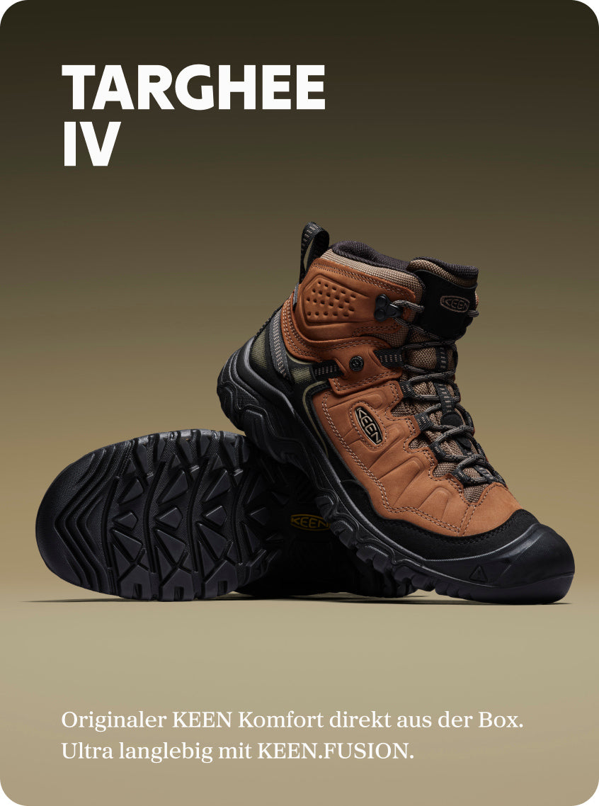 KEEN Targhee IV Wanderschuh in Braun mit robuster Profilsohle, besonders langlebig und komfortabel für anspruchsvolle Touren.