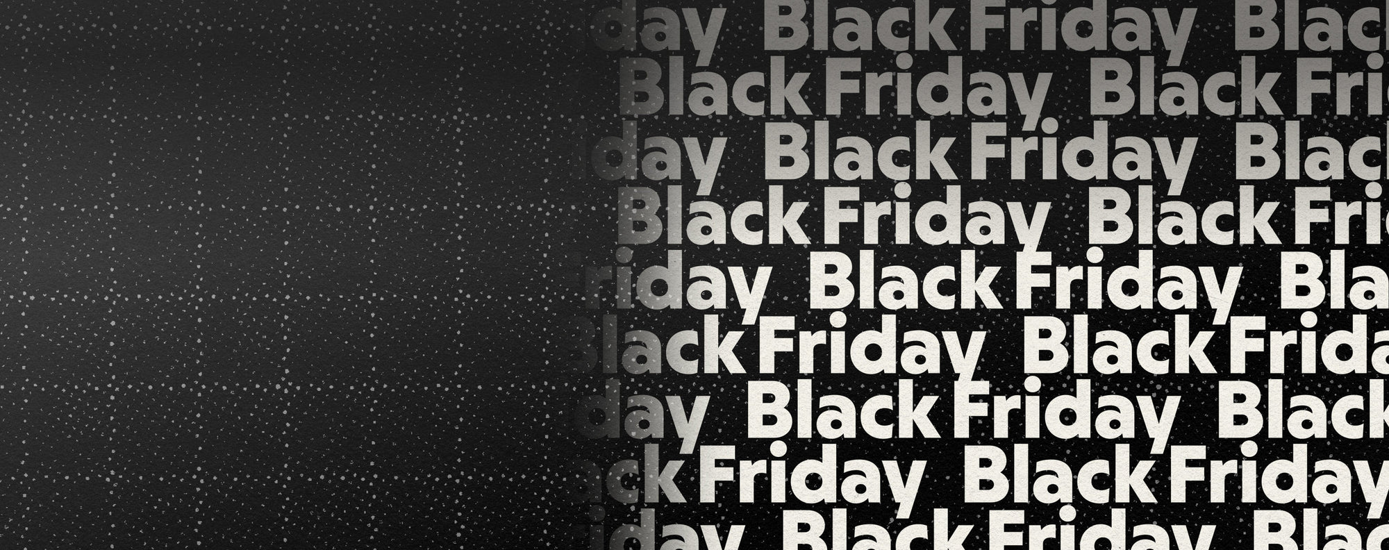 Schwarzer Banner mit mehrfach wiederholtem „Black Friday“ Schriftzug für KEEN Aktionen.