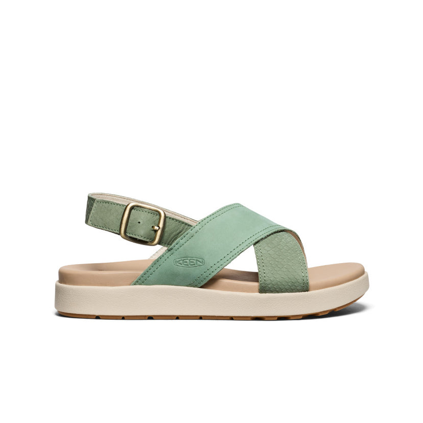 Elle Luxe Sandale mit überkreuzten Riemchen für Damen  |  Granite Green/Granite Green
