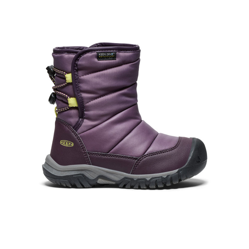 Puffrider Wasserdichte Winterstiefel für kleine Kids  |  Black Plum/Daiquiri Green